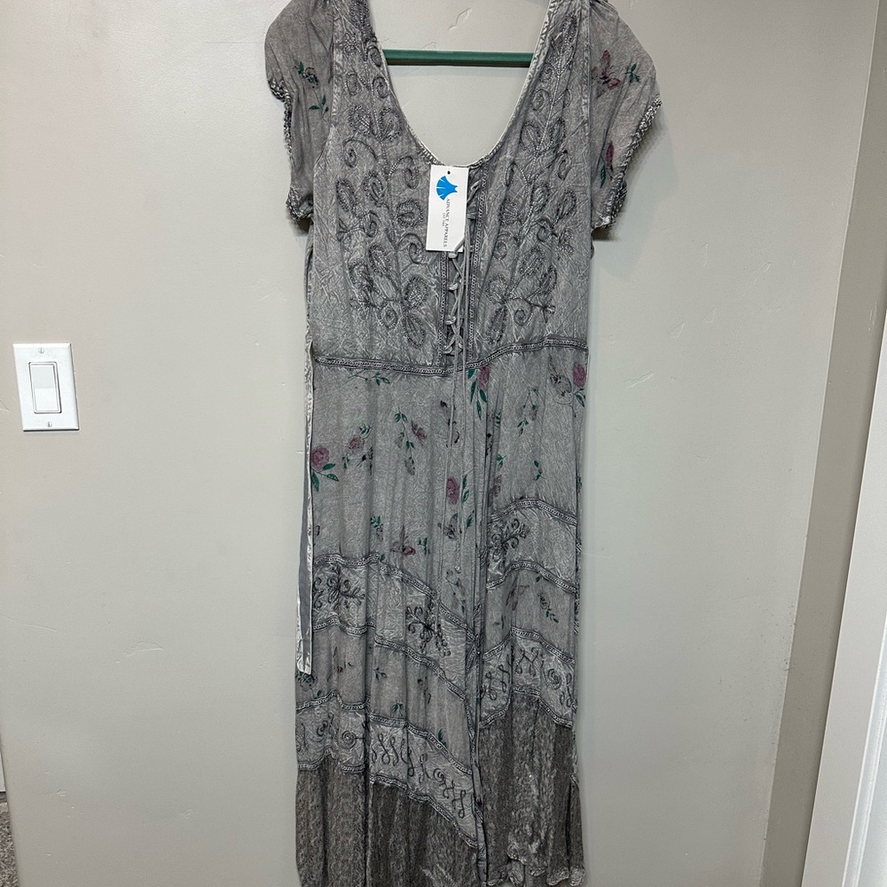 Advance Apparels Gray Scoop Neck Maxi Sundress